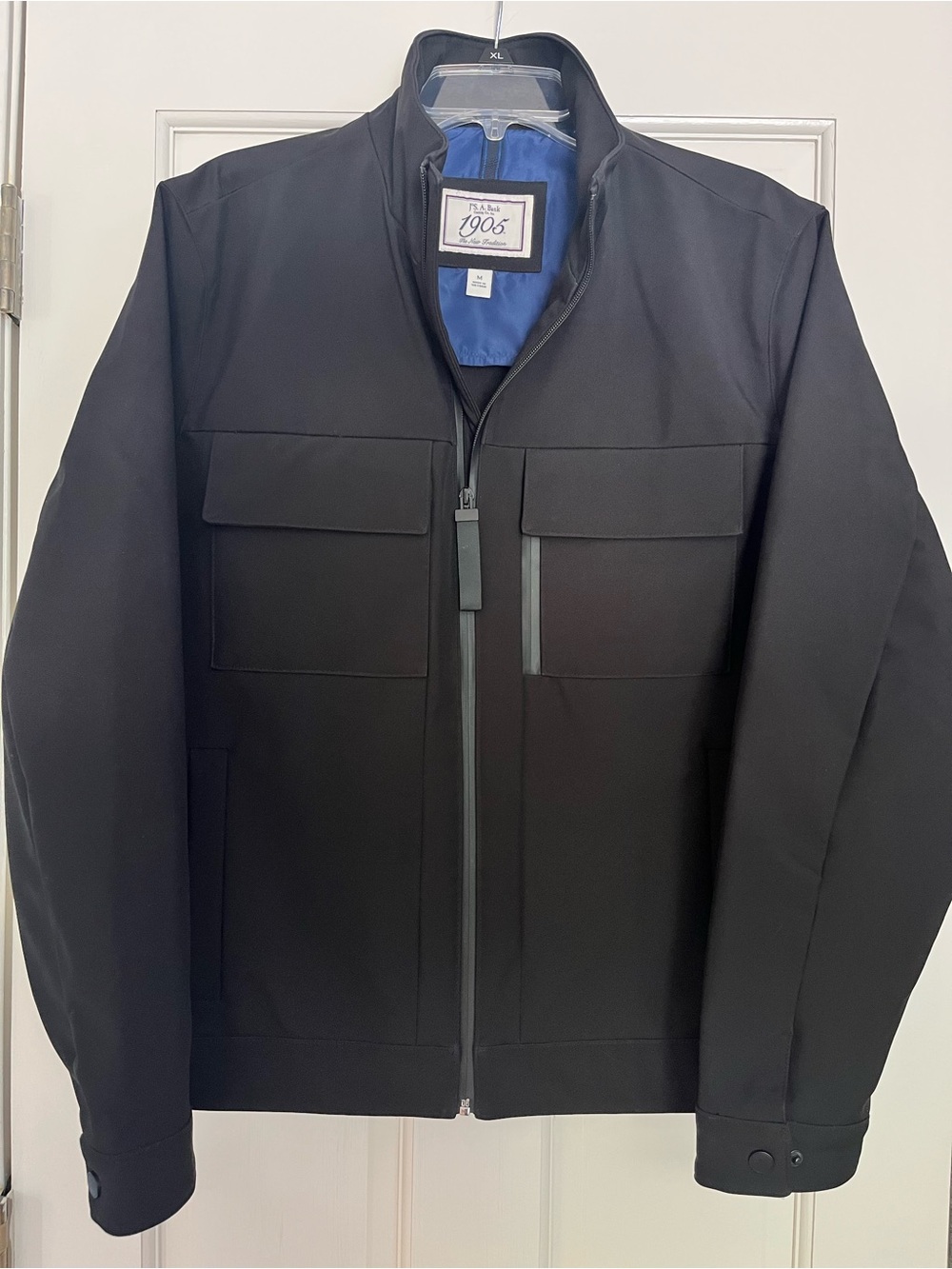 Jos A Banks Black Men’s Jacket with Blue Contrast Lining